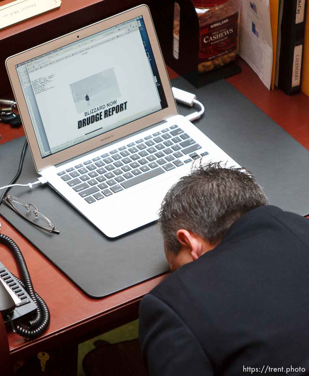 Trent Nelson  |  The Salt Lake Tribune
Rep. Daniel McCay, R-Riverton, rests his head on his desk as a lunch break approaches in the House Chamber Friday, February 8, 2013 in Salt Lake City.