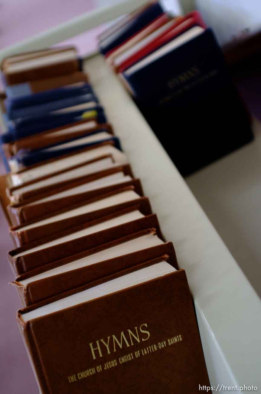 Trent Nelson  |  The Salt Lake Tribune
Hymn books at a church service of ex-FLDS members Sunday, February 17, 2013 in Hildale.