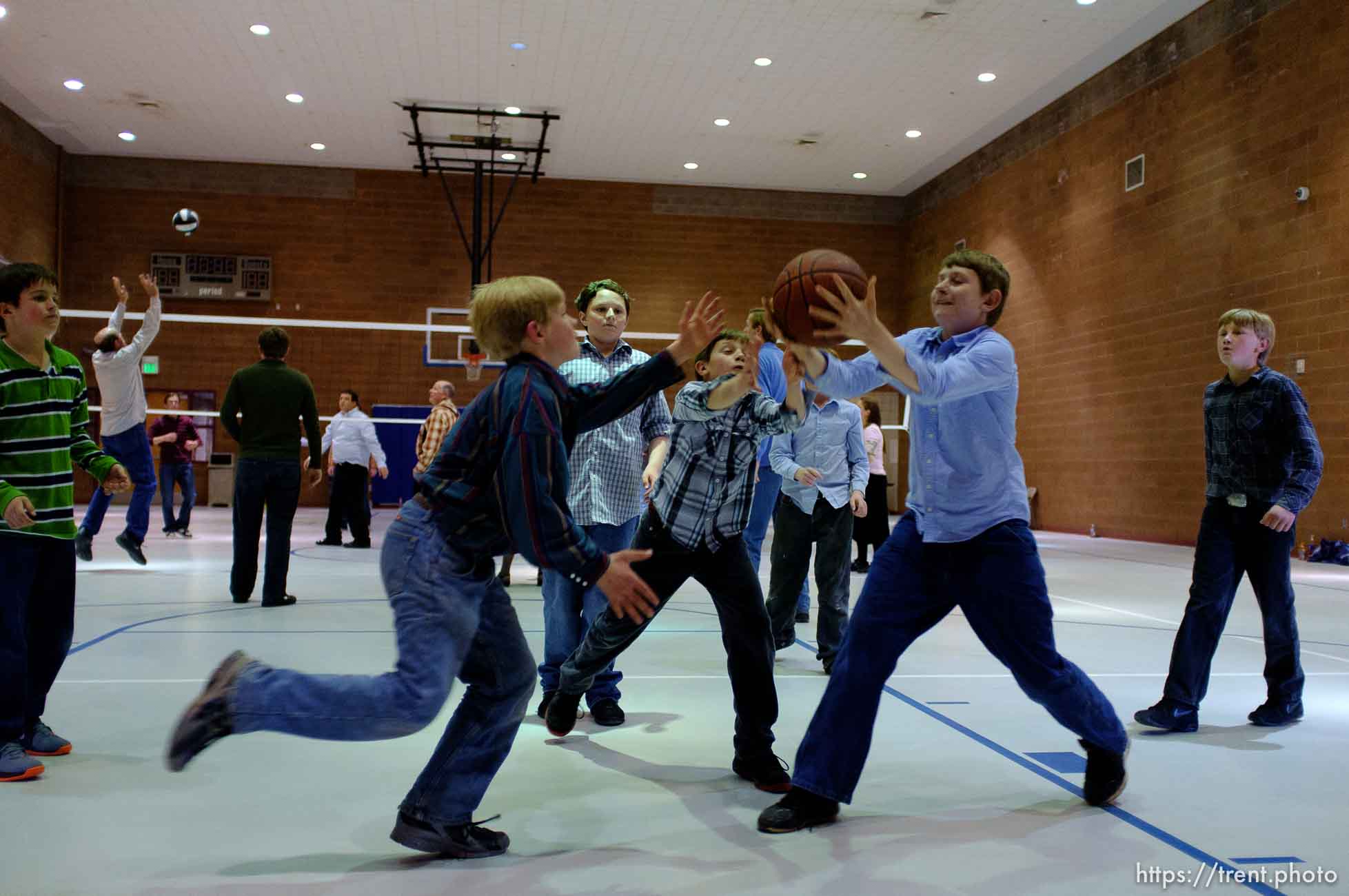 Trent Nelson  |  The Salt Lake Tribune
A group of ex-FLDS members gather to play volleyball and basketball at El Capitan School, Sunday, February 17, 2013 in Colorado City.