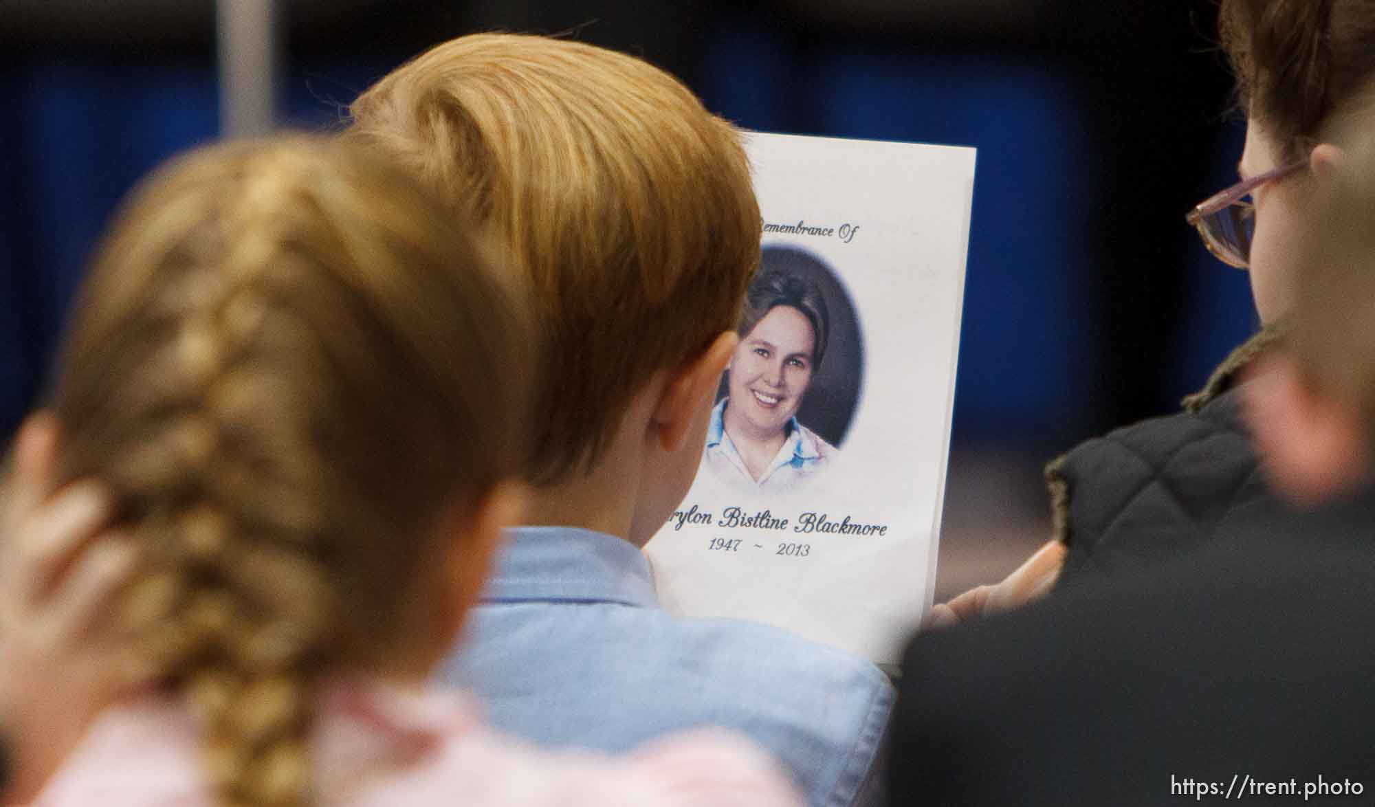 Trent Nelson  |  The Salt Lake Tribune
Funeral program for Carolyn Bistline Blackmore, during a church service of ex-FLDS members Sunday, February 17, 2013 in Hildale.