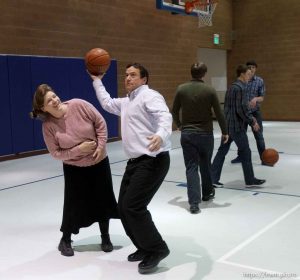 Trent Nelson  |  The Salt Lake Tribune
A group of ex-FLDS members gather to play volleyball and basketball at El Capitan School, Sunday, February 17, 2013 in Colorado City. Joanna Jessop, William E. Jessop