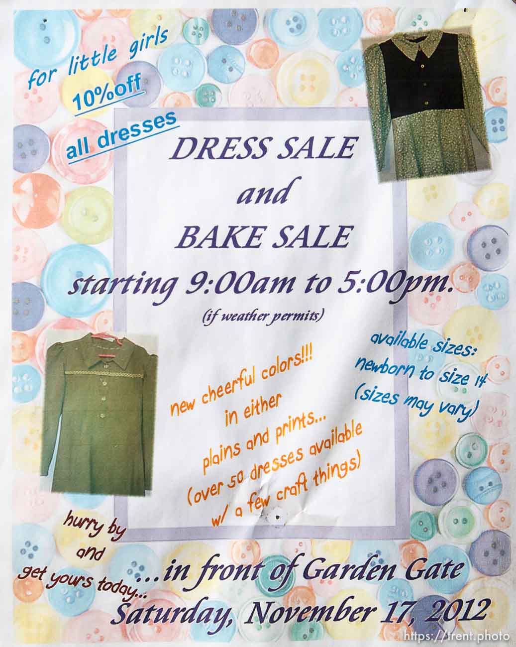 Dress Sale and Bake Sale