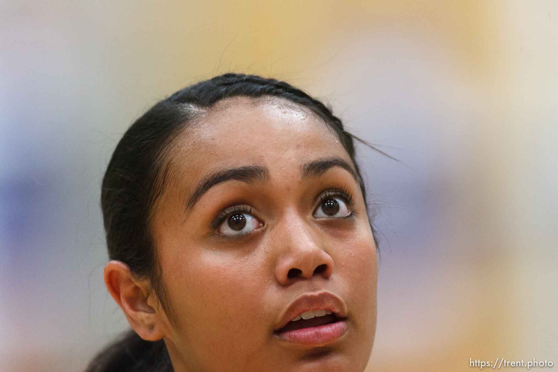 Riverton's Tiena Afu as Riverton faces Davis High School in the state championship girls basketball tournament Wednesday, February 20, 2013 in Taylorsville.