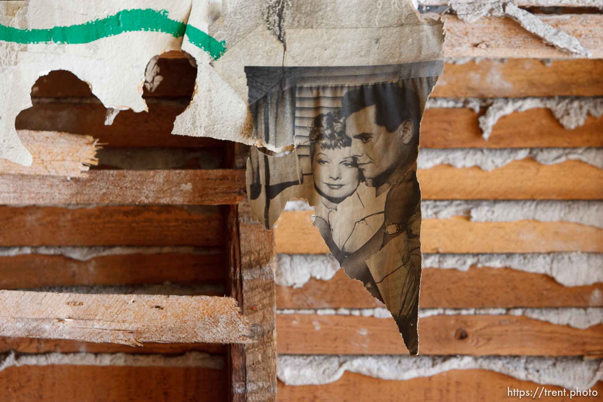 lucille ball, ricky ricardo on damaged wall. work to restore downtown Salt Lake City's historic Stratford Building, which was damaged in a summer fire in 2005.; 2.09.2006