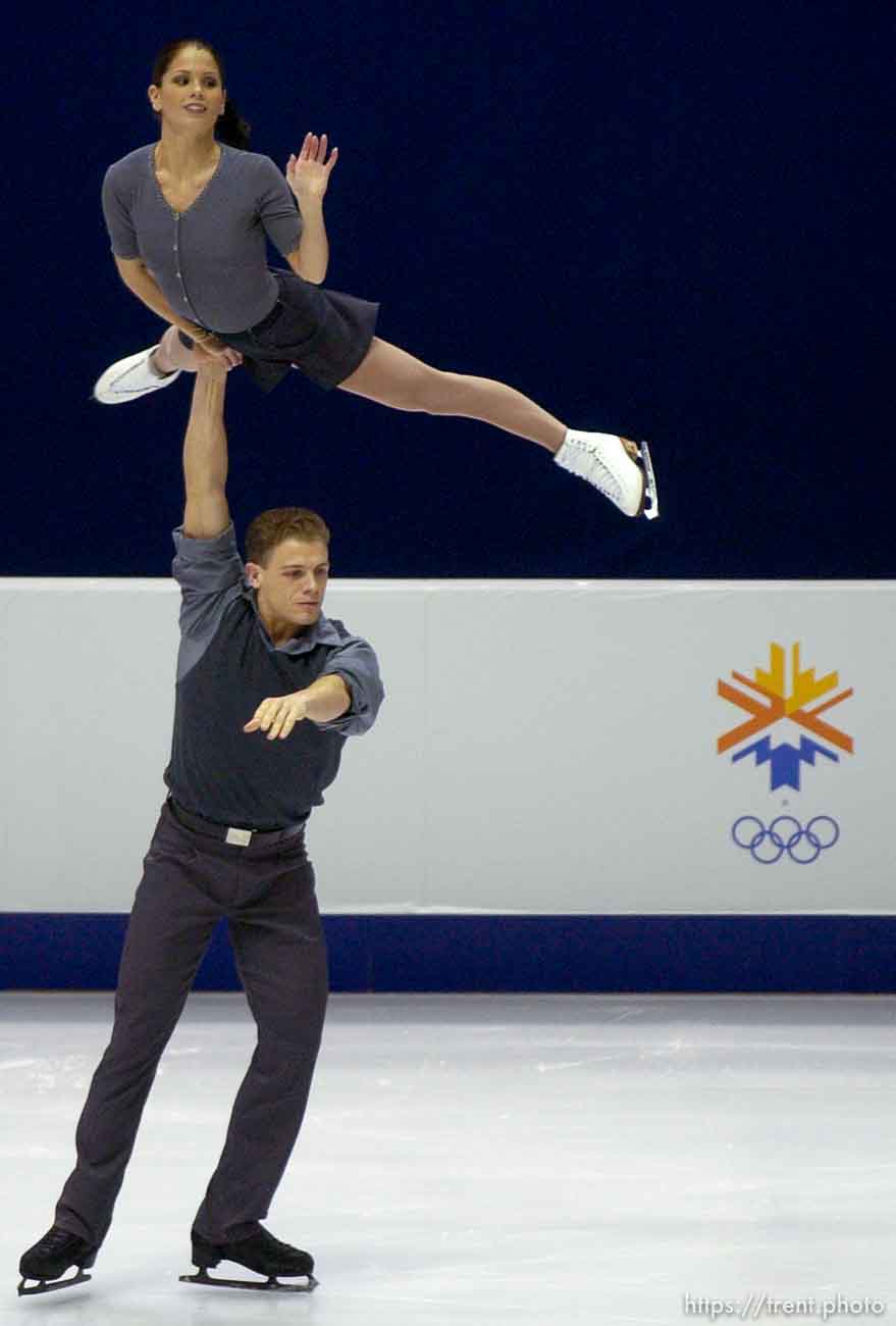 From Canada, silver medal winners Jamie Sale and David Pelletier. Pairs Free Skating finals Monday night at the Salt Lake Ice Center, 2002 Olympic Winter Games.; 02.11.2002, 9:03:58 PM