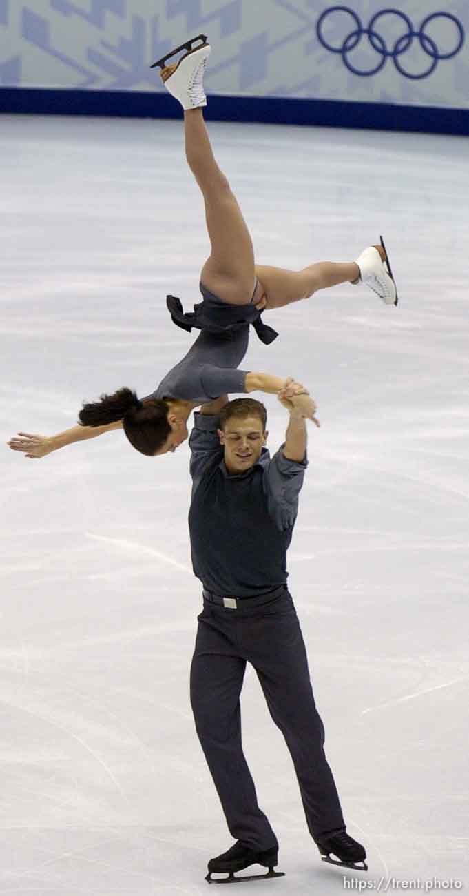 From Canada, silver medal winners Jamie Sale and David Pelletier. Pairs Free Skating finals Monday night at the Salt Lake Ice Center, 2002 Olympic Winter Games.; 02.11.2002, 9:05:18 PM