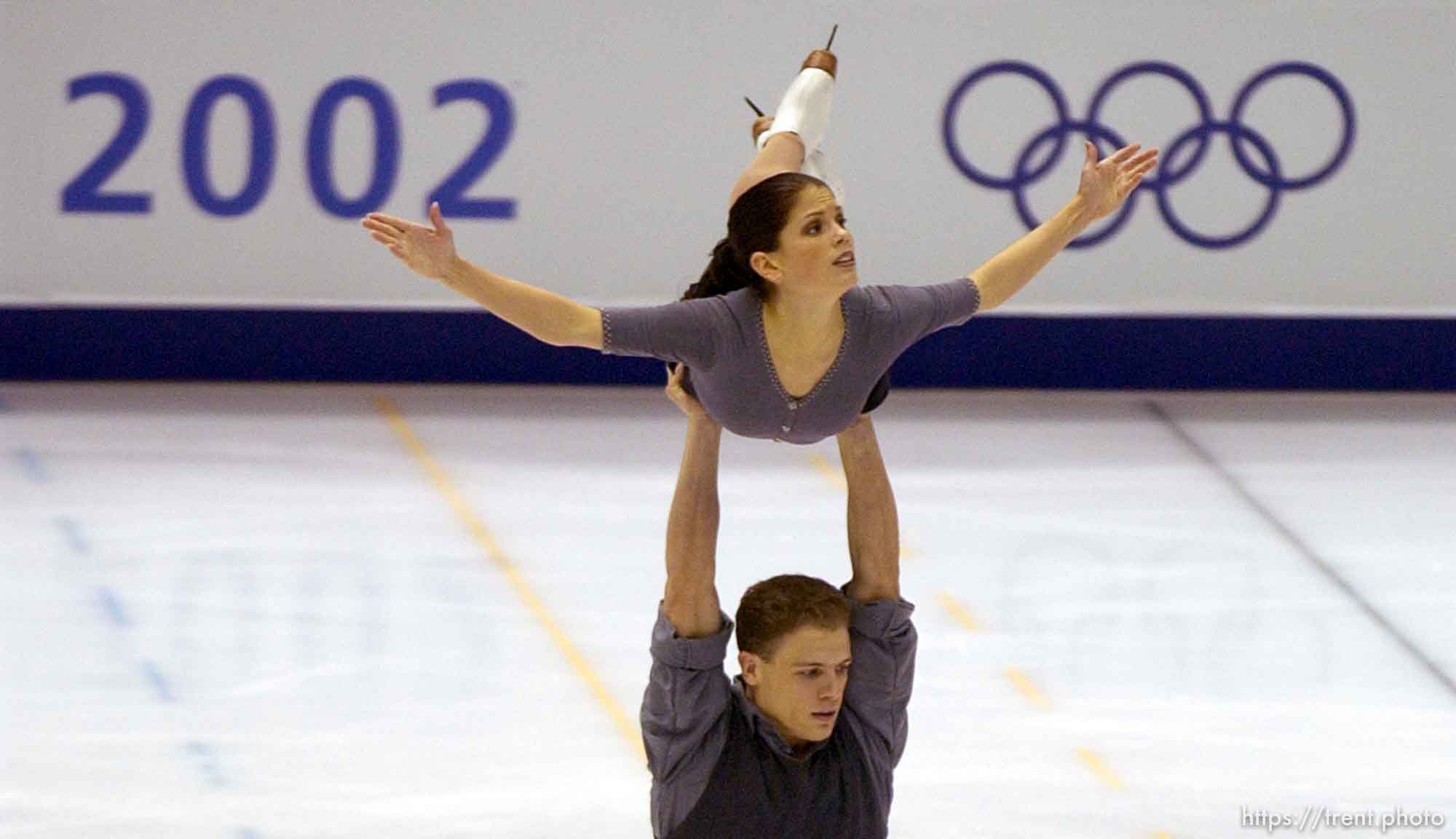 From Canada, silver medal winners Jamie Sale and David Pelletier. Pairs Free Skating finals Monday night at the Salt Lake Ice Center, 2002 Olympic Winter Games.; 02.11.2002, 9:07:20 PM