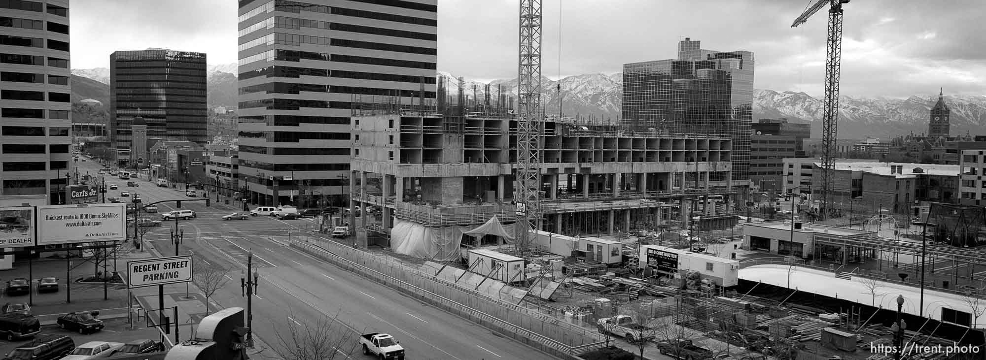 View from parking garage. Construction of new marriott hotel.