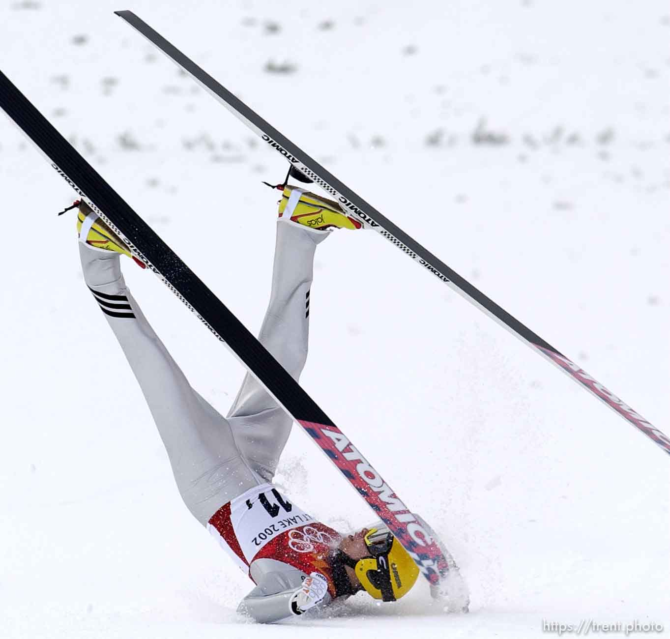 Men's Ski Jumping K120 Team competition Monday morning at the Utah Olympic Park, 2002 Olympic Winter Games.; 02.18.2002, 10:49:49 AM