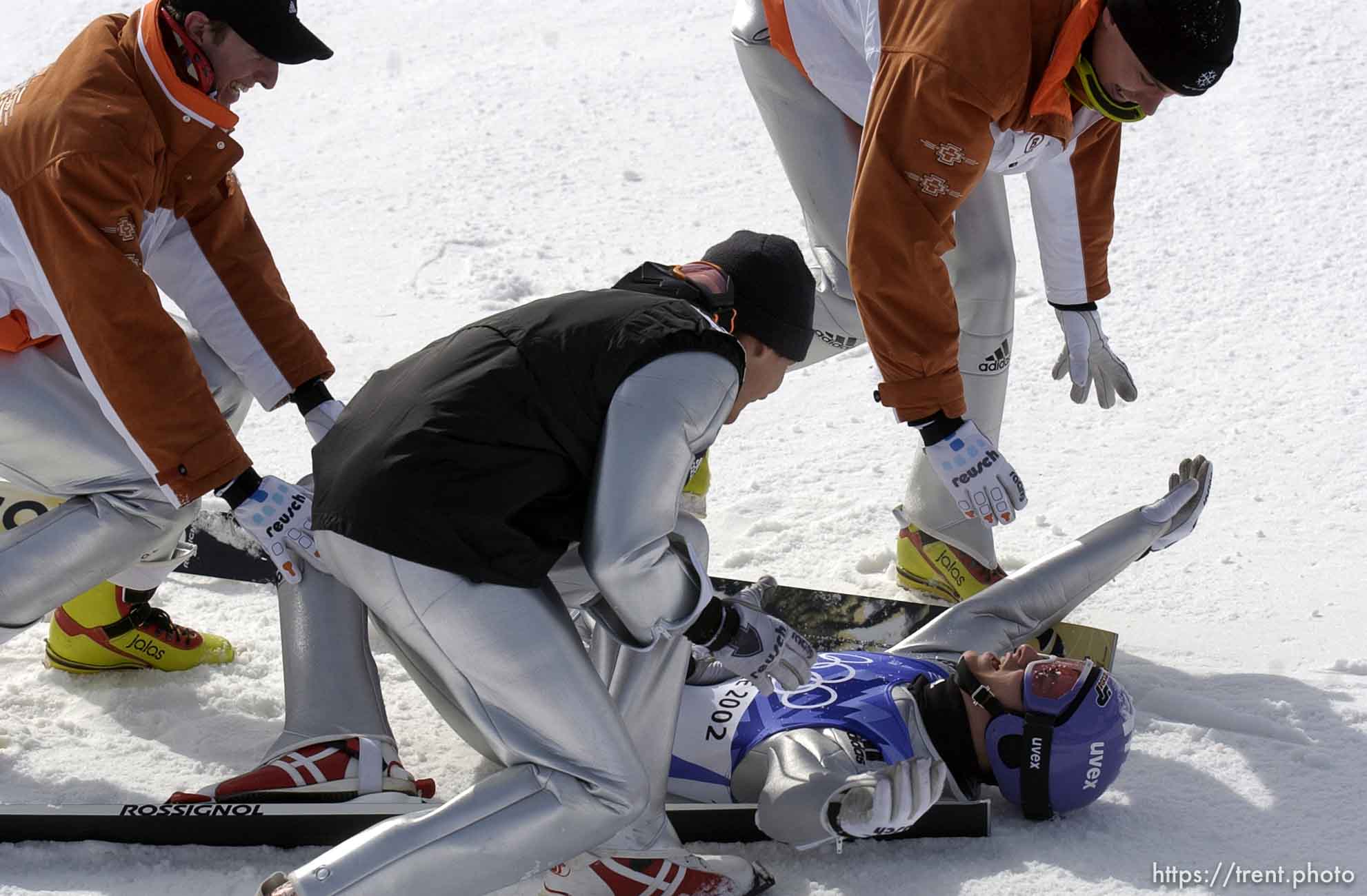 Men's Ski Jumping K120 Team competition Monday morning at the Utah Olympic Park, 2002 Olympic Winter Games.; 02.18.2002, 11:31:29 AM