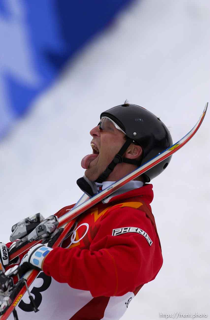 Joe Pack, silver medalist. Men's Aerials Final, Tuesday at Deer Valley, 2002 Olympic Winter Games. ; 02.19.2002, 1:14:30 PM