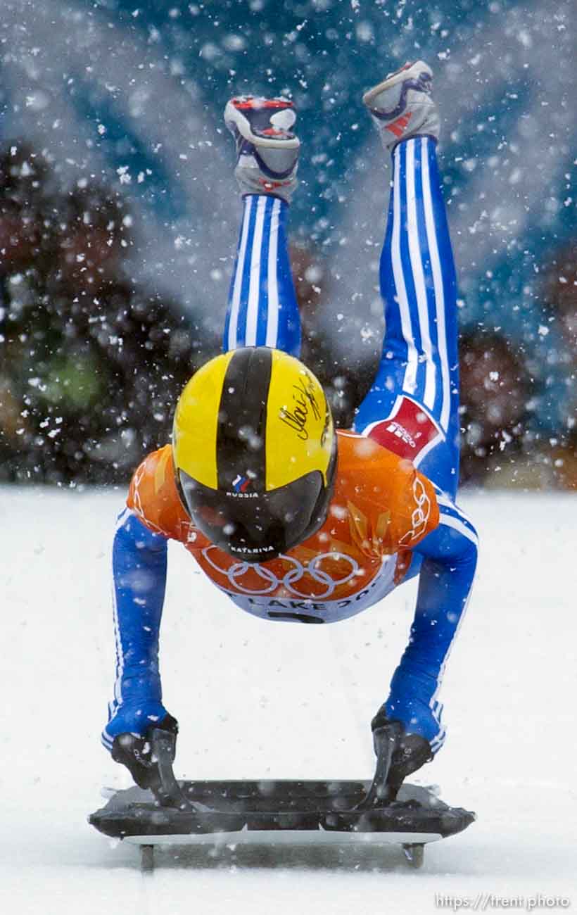 Russia's Ekaterina Mironova. Skeleton, Wednesday morning at the Utah Olympic Park, 2002 Olympic Winter Games.; 02.20.2002, 10:02:26 AM