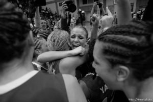 Taylorsville - Bingham wins the state championship. Bingham vs. Skyline High School, 5A Girls State Basketball Championship game at Salt Lake Community College. stephen holt in background