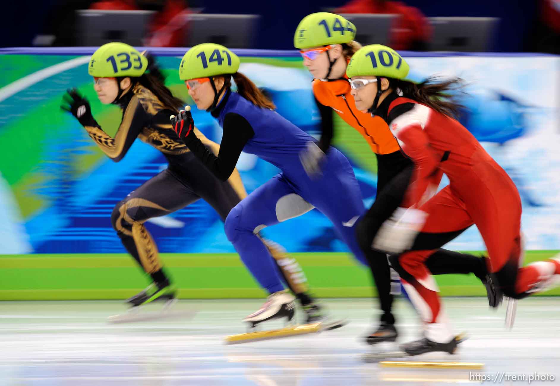 Trent Nelson  |  The Salt Lake Tribune
Men's 500m, Women's 1000 m Quarterfinals, Short Track Speed Skating at the Pacific Coliseum Vancouver, XXI Olympic Winter Games, Friday, February 26, 2010.