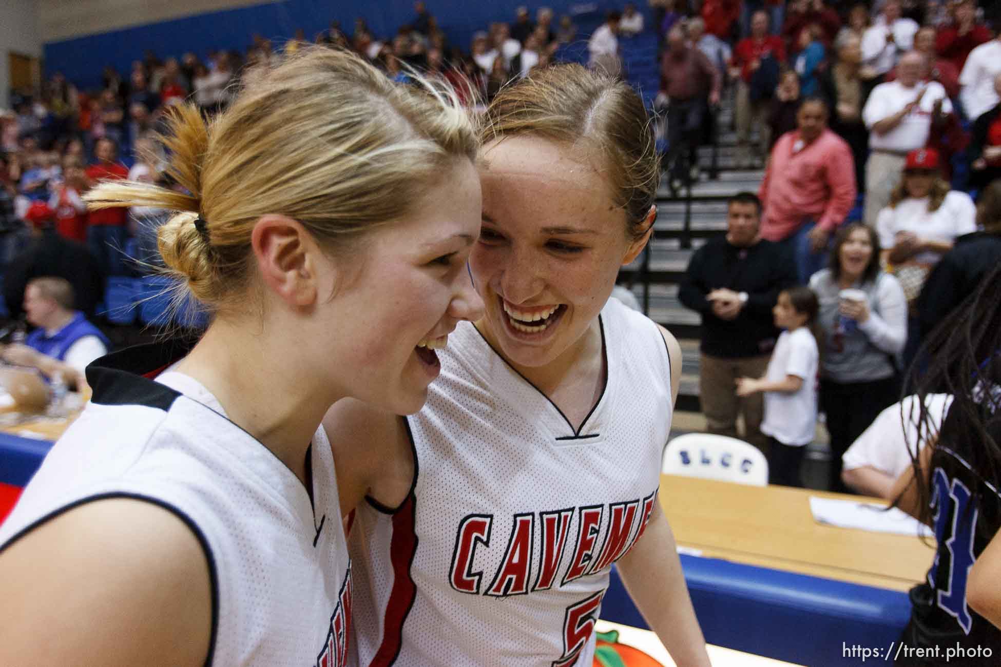 Taylorsville - Bingham vs. American Fork High School girls basketball, 5A State Championship tournament Friday February 27, 2009 at Salt Lake Community College. American Fork's Cydne Mason (3) American Fork's Haley Holmstead (5)