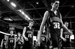 Herriman vs. Bountiful, 4A High School Basketball Championships Wednesday, February 29, 2012 at the Maverik Center in West Valley City, Utah. Herriman walks off after the loss.