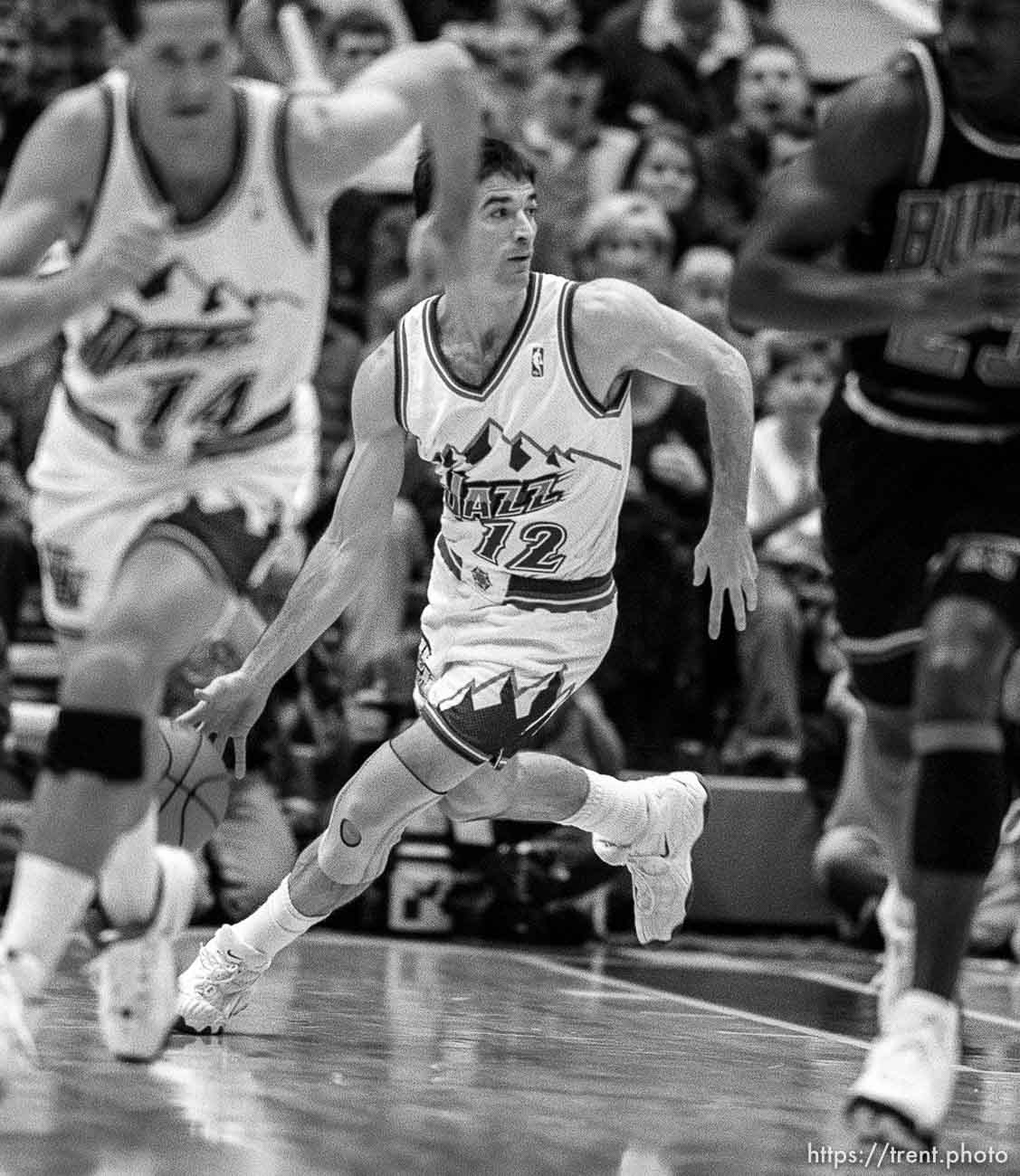 Utah's John Stockton at Utah Jazz vs. Chicago Bulls.