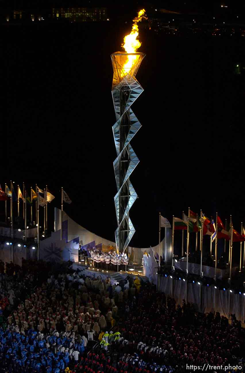 1980 USA hockey team light the cauldron. Opening Ceremony, 2002 Olympic Winter Games.; 02.08.2002, 9:34:40 PM