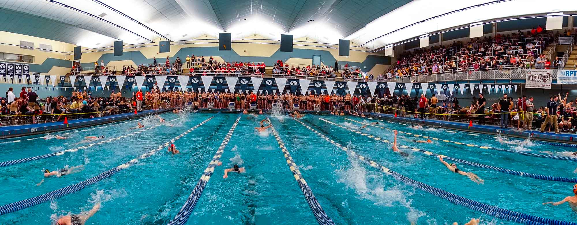 Trent Nelson  |  The Salt Lake Tribune
Swimmers warm up before the 4A state swimming championships in Provo, Saturday February 14, 2015.