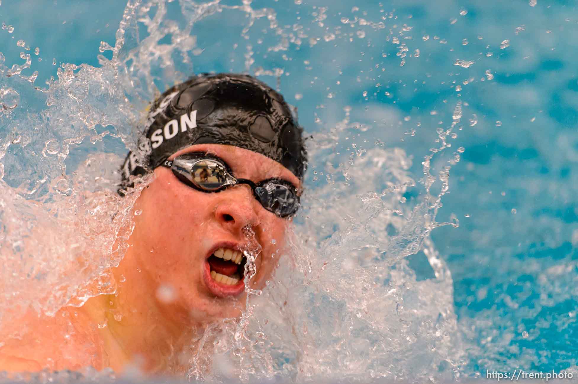 Wasatch's Chad Patterson in heat 3 of the Men 100 Yard Butterfly at the 4A state swimming championships in Provo, Saturday February 14, 2015.