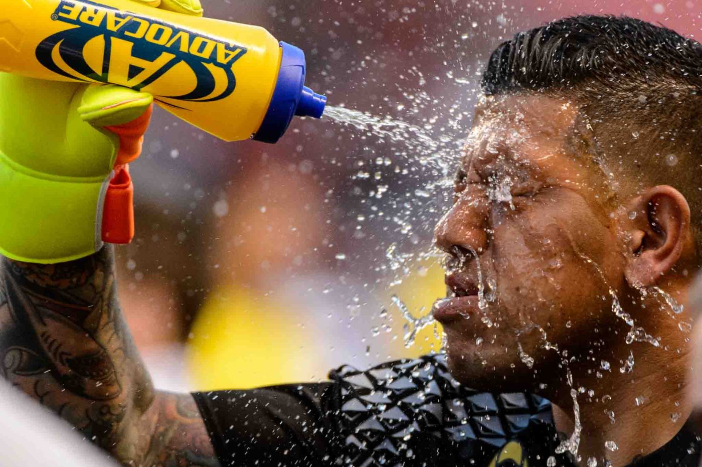 Trent Nelson  |  The Salt Lake Tribune
Real Salt Lake goalkeeper Nick Rimando (18) goes through his pre-game ritual of spraying water on his face as Real Salt Lake hosts the Los Angeles Galaxy, MLS soccer at Rio Tinto Stadium in Sandy, Wednesday September 7, 2016.