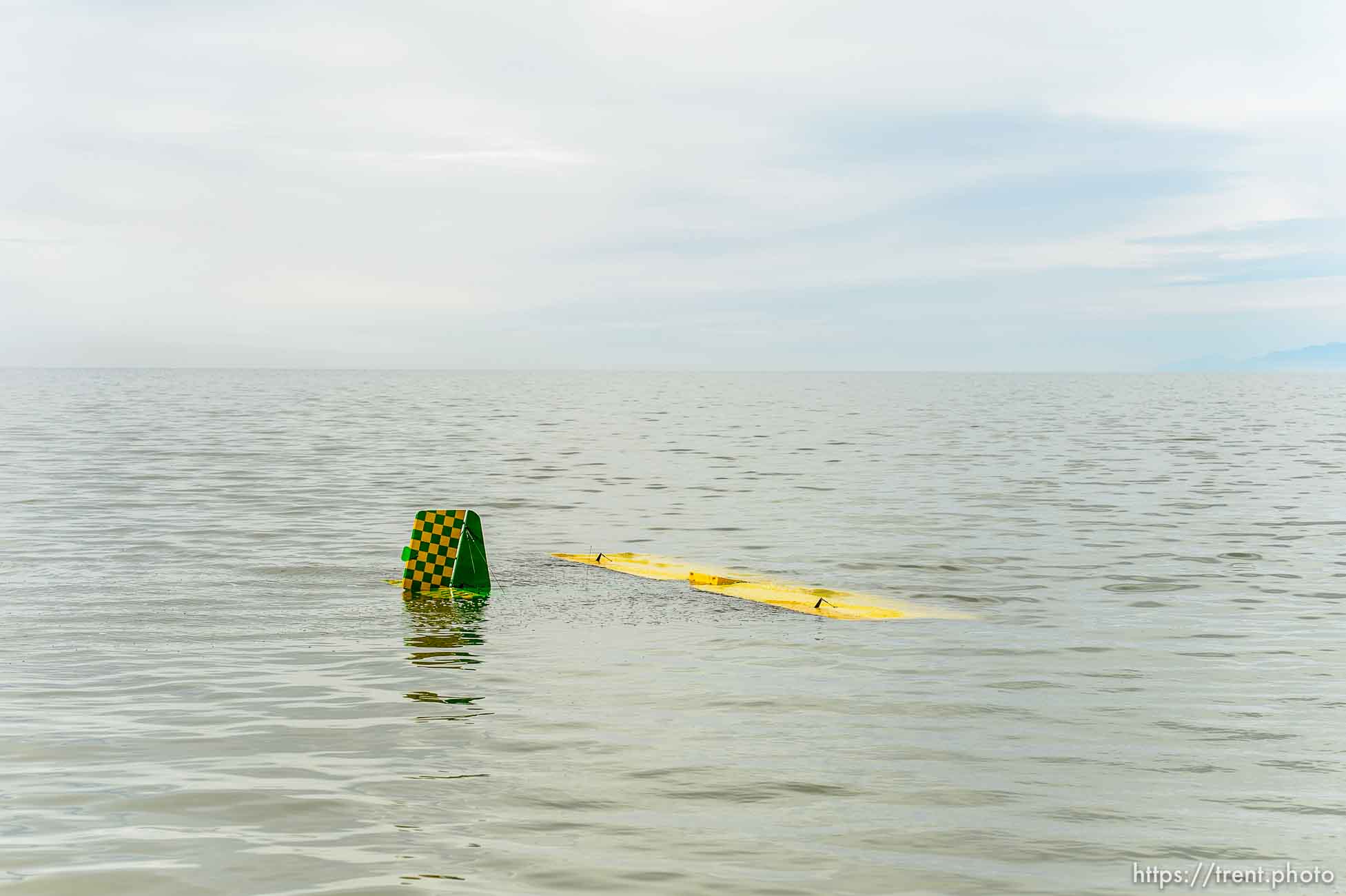 Trent Nelson  |  The Salt Lake Tribune
Brine shrimpers working the harvest on the Great Salt Lake rescued a fixed-wing airplane pilot after he crashed the craft near Stansbury Island Thursday October 13, 2016.