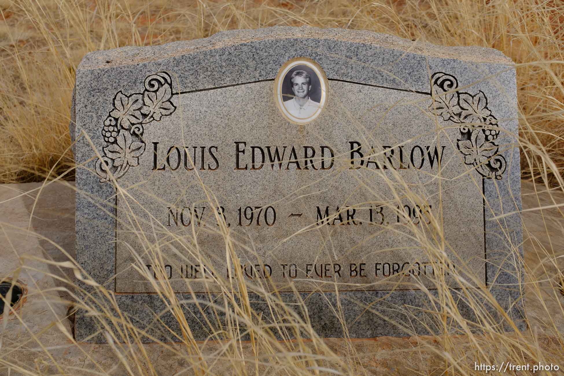 Louis Edward Barlow, 1970-1995. Too well loved to ever be forgotten. Isaac W. Carling Memorial Park, Colorado City, Friday March 16, 2018.