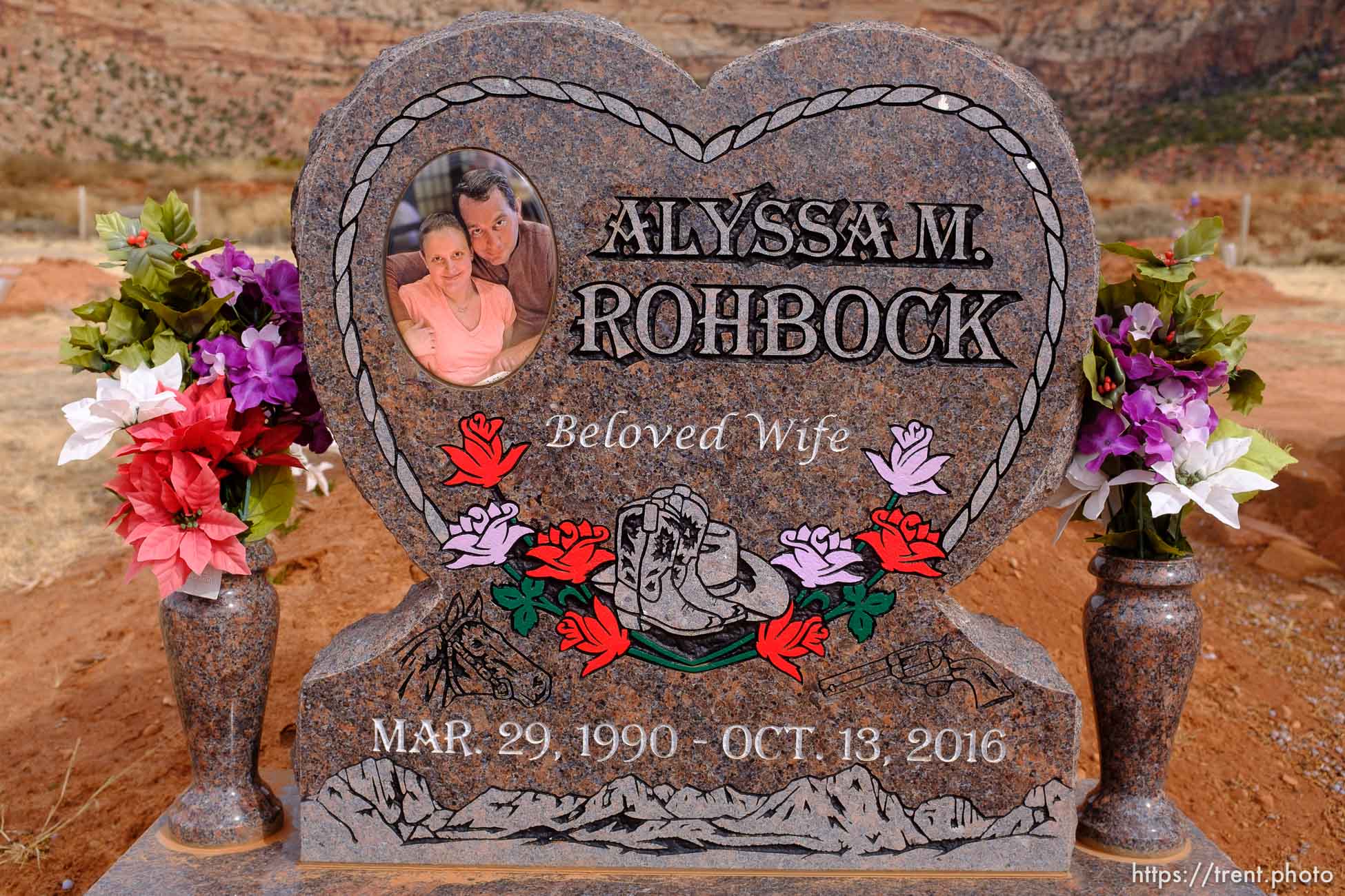 Alyssa M. Rohbock. beloved wife. 1990-2016. Isaac W. Carling Memorial Park, Colorado City, Friday March 16, 2018.