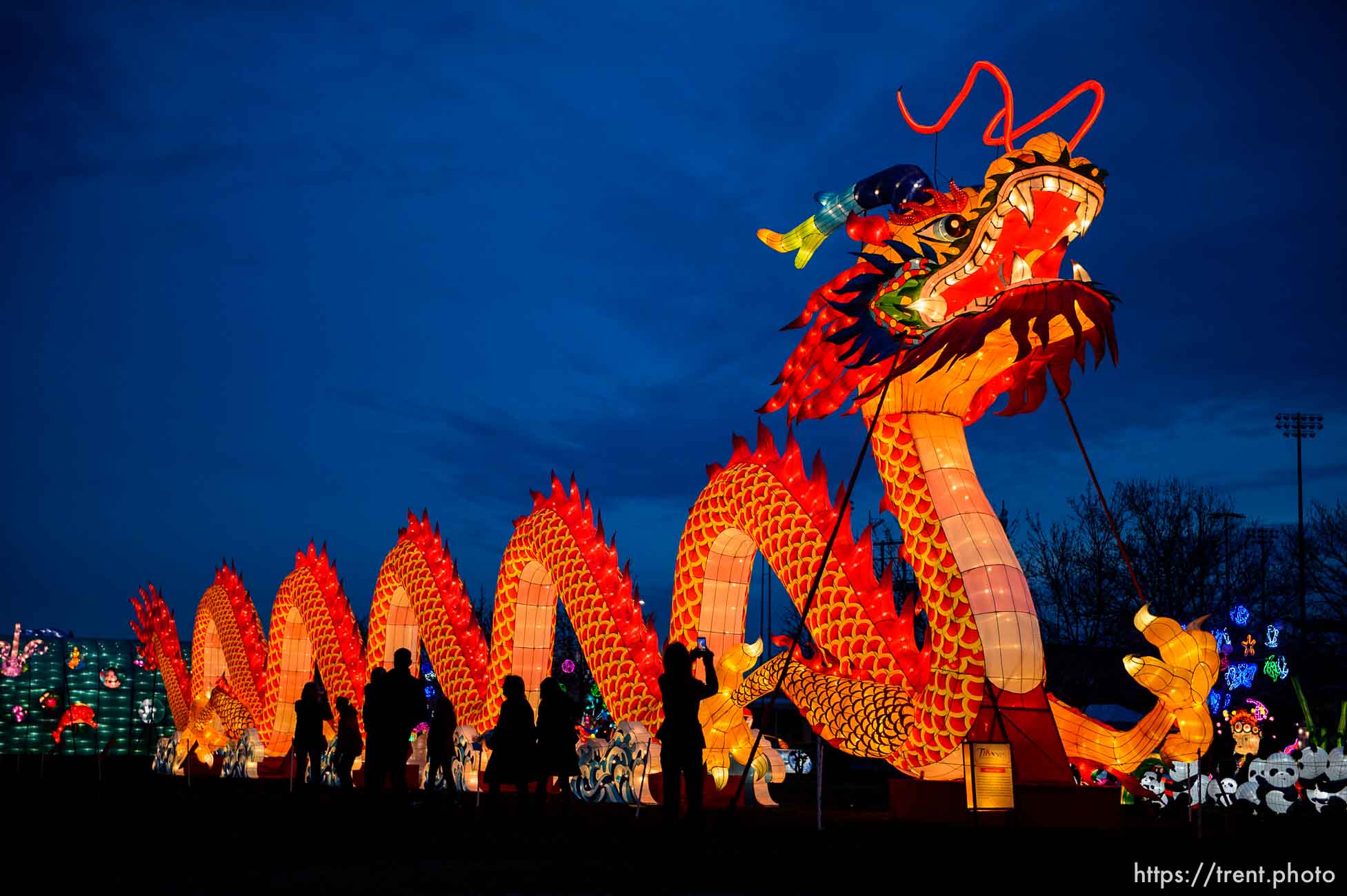 (Trent Nelson | The Salt Lake Tribune)  
Dragon Lights SLC, part of the China Lights touring festival, opens on March 23 and continues through May 6 at the Utah State Fairpark. This international cultural experience includes 39 custom-built illuminated exhibits, traditional Chinese handicrafts, dance and acrobatic performances, and a variety of Chinese food and traditional fair food and beverages. Dragon Lights SLC provides an opportunity for the community to explore the ancient culture of China while learning about China today.
Wednesday March 21, 2018.