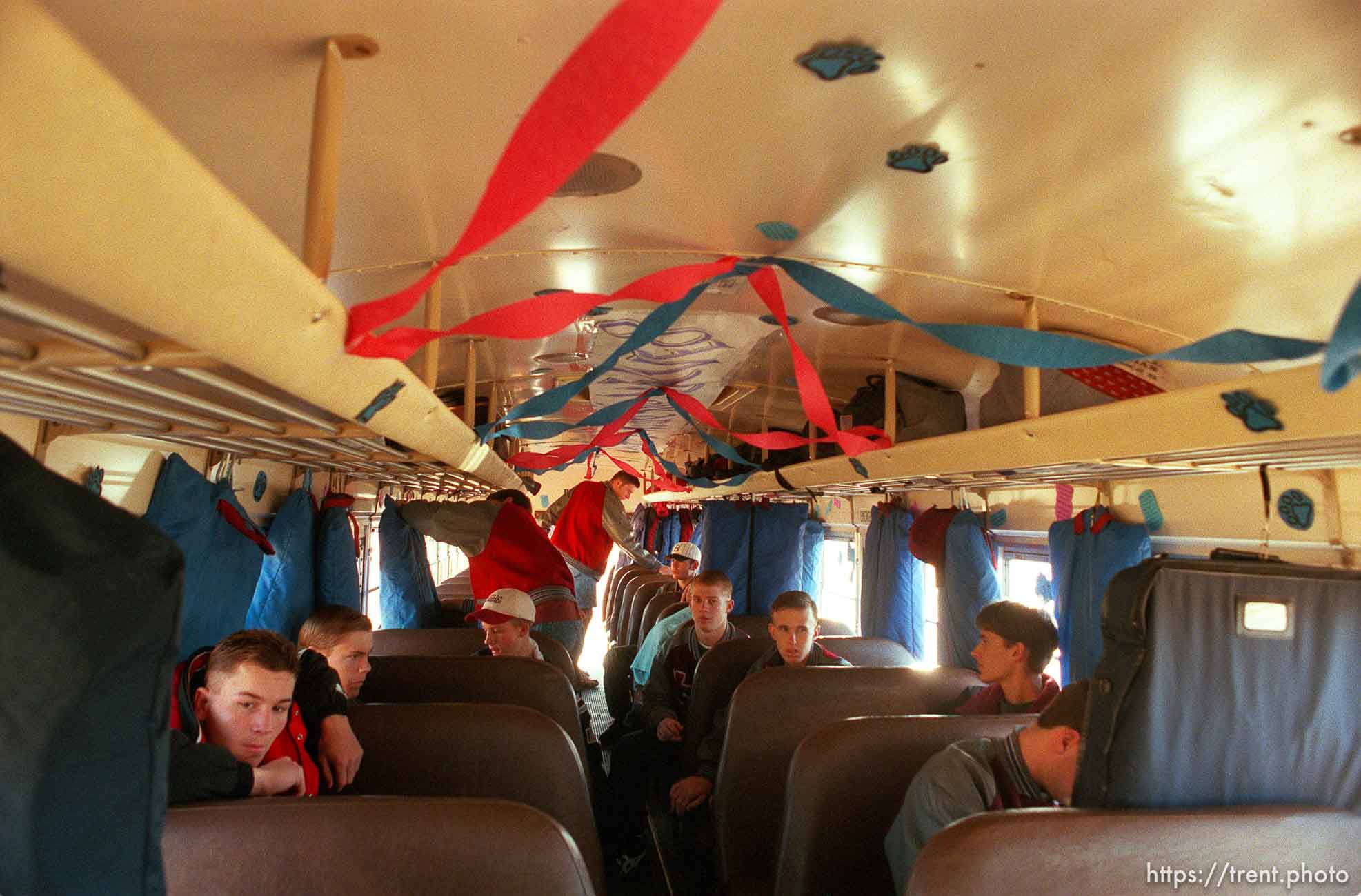 Boys team on bus. North Sevier Wolves state basketball championship essay.