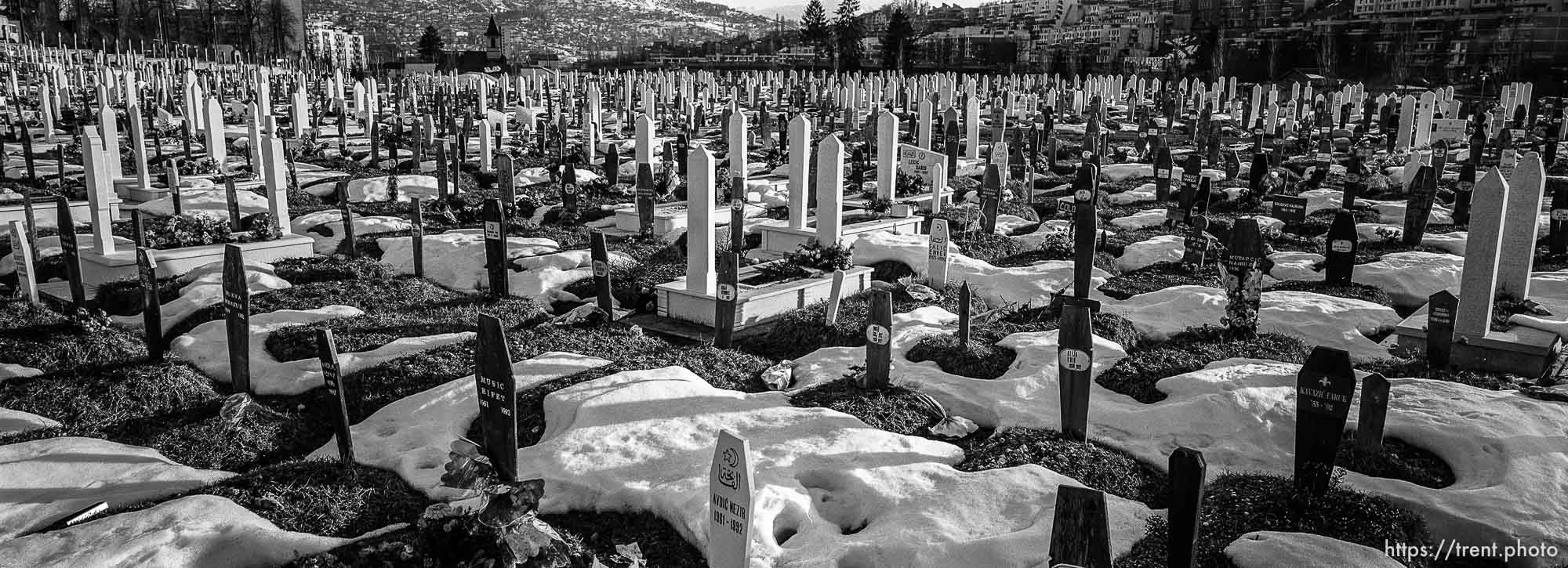 War-time cemetery on football pitch near the Zetra.