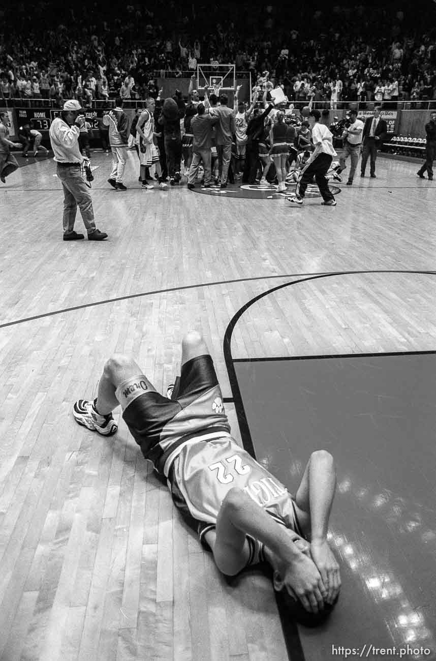 Orem's Bill McCleary mourns as Mountain View defeats Orem for the Region 5A state basketball championship.