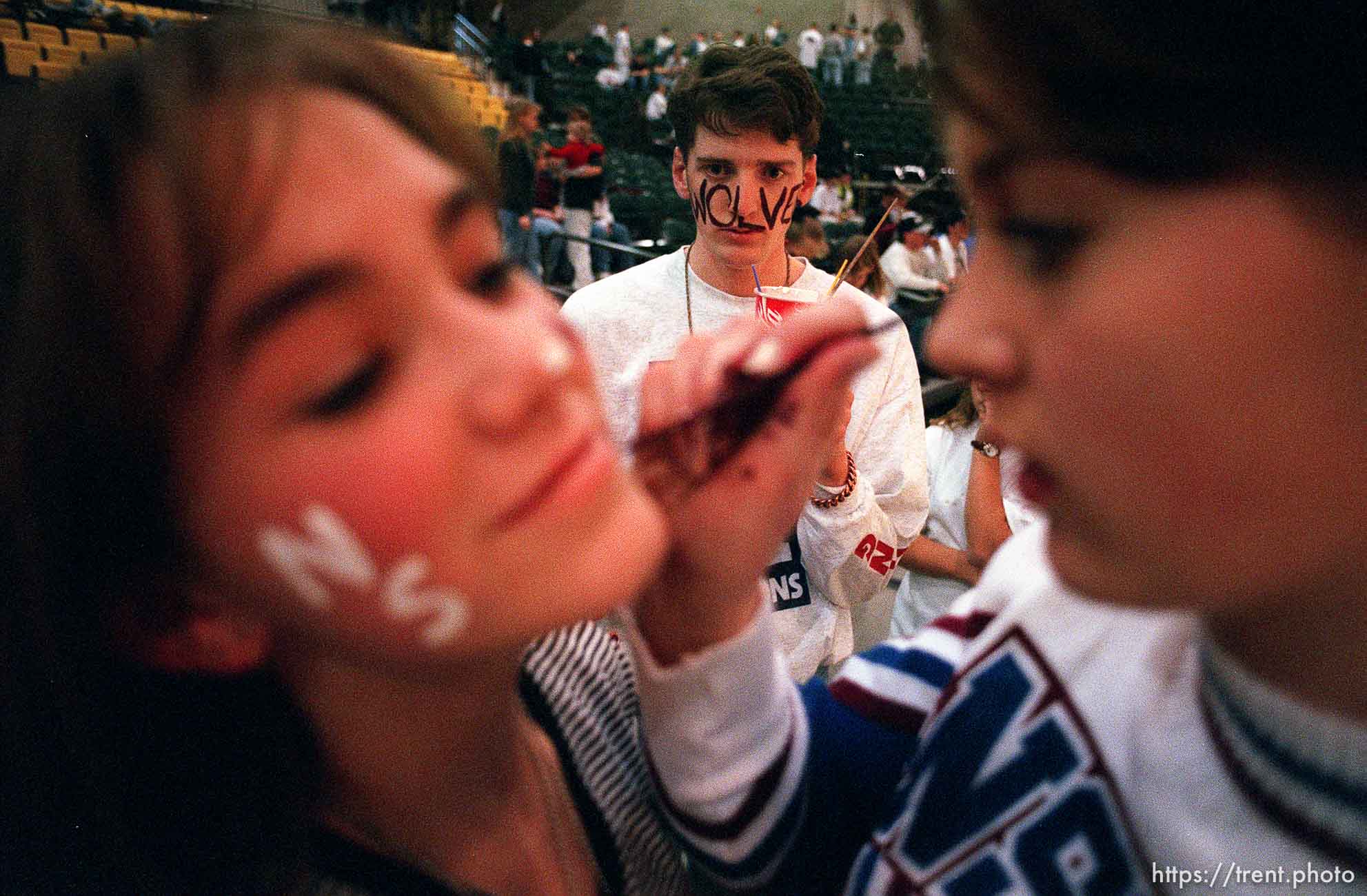 Fans face painting. North Sevier Wolves state basketball championship essay.