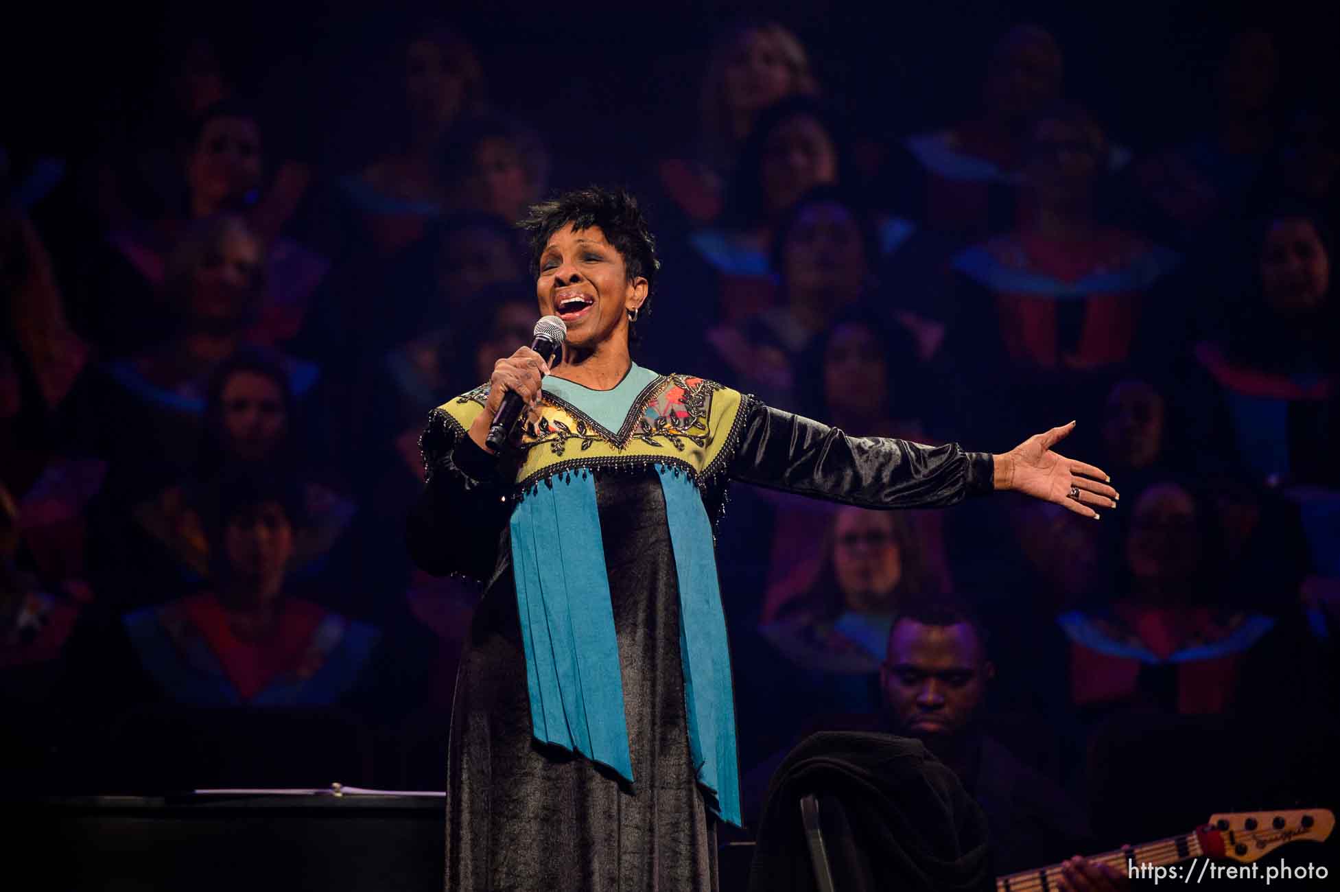 (Trent Nelson | The Salt Lake Tribune)  
The dress rehearsal for “Be One,” an event put on by the LDS Church to celebrate the 1978 revelation on the priesthood on its 40th anniversary (which is June 1), in Salt Lake City, Thursday May 31, 2018. Gladys Knight.