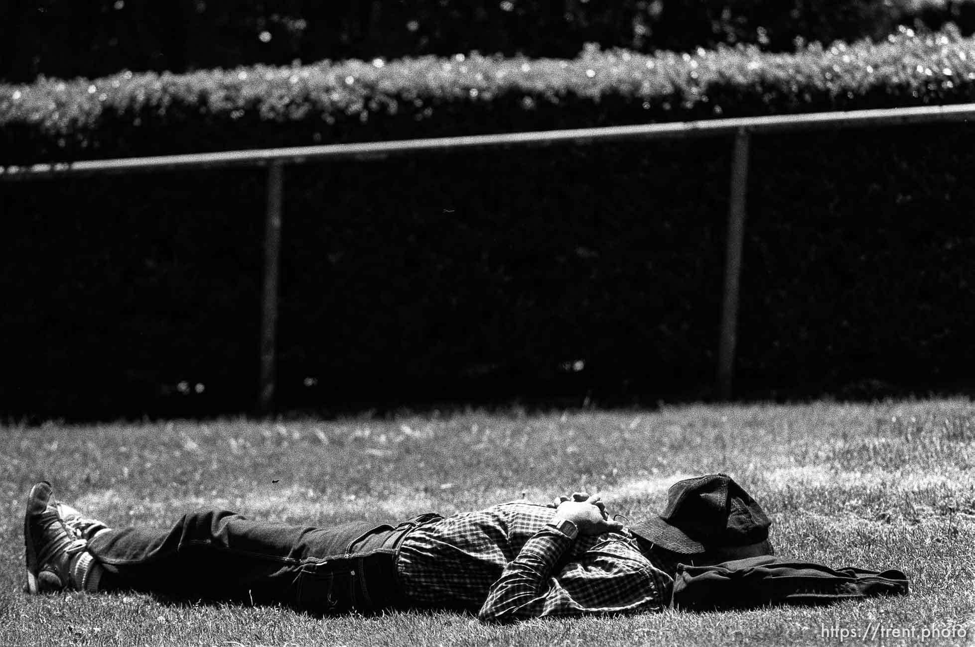 Homeless (?) man napping in Union Square.