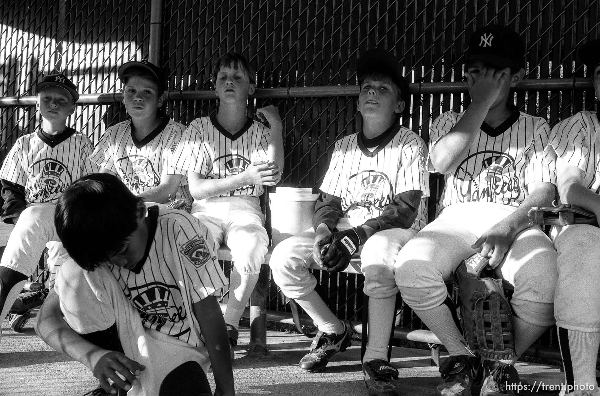 Yankees in dugout after game