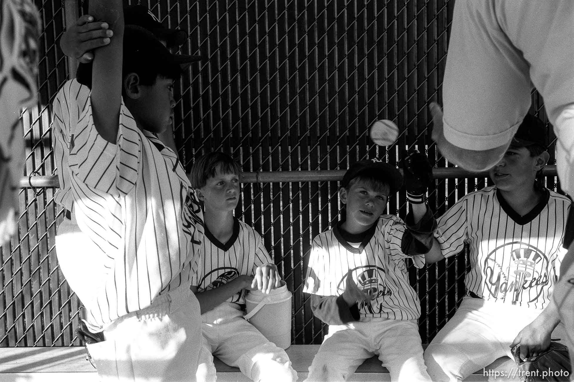 Yankees in dugout after game