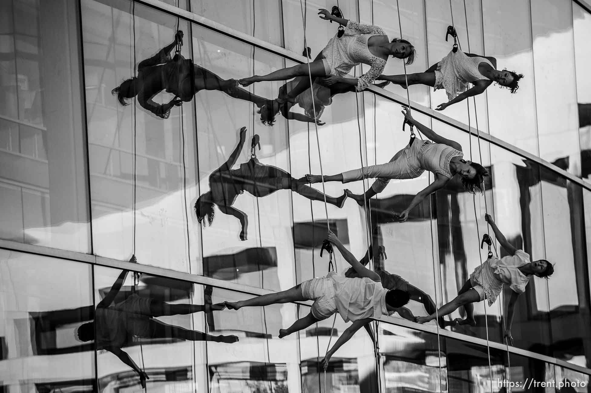 (Trent Nelson | The Salt Lake Tribune)
Bandaloop performs at the Utah Arts Festival in Salt Lake City, Thursday June 21, 2018.