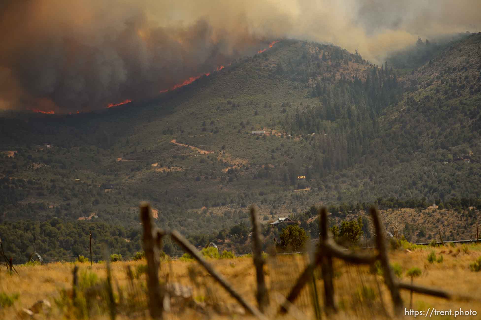 (Trent Nelson | The Salt Lake Tribune)
The Dollar Ridge Fire seen from Fruitland in Duchesne County, Tuesday July 3, 2018.