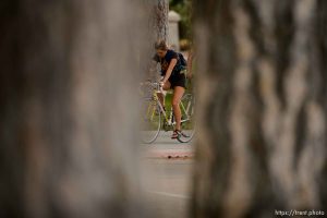 (Trent Nelson | The Salt Lake Tribune)
Cyclists gather and ride around Salt Lake City's Liberty Park, Saturday July 21, 2018, in remembrance of Cameron Hooyer, a rider who was killed by a FrontRunner train during a 999 Ride on Thursday.