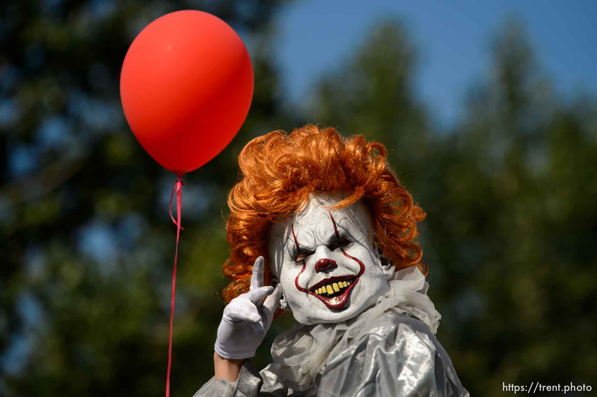 (Trent Nelson | The Salt Lake Tribune)  
The Days of '47 Parade in Salt Lake City, Tuesday July 24, 2018. Pennywise the clown.