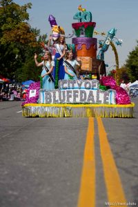 (Trent Nelson | The Salt Lake Tribune)  
The Days of '47 Parade in Salt Lake City, Tuesday July 24, 2018. The float from Bluffdale.