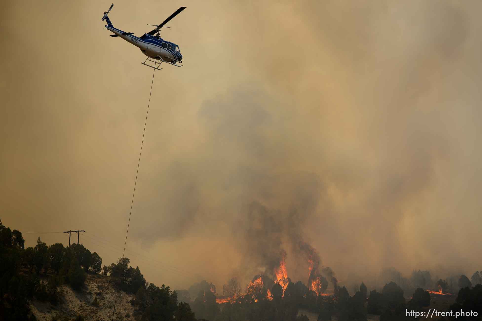 (Trent Nelson | The Salt Lake Tribune) 
The Coal Hollow Fire burns along Highway 6 in Utah County, Thursday Aug. 9, 2018.