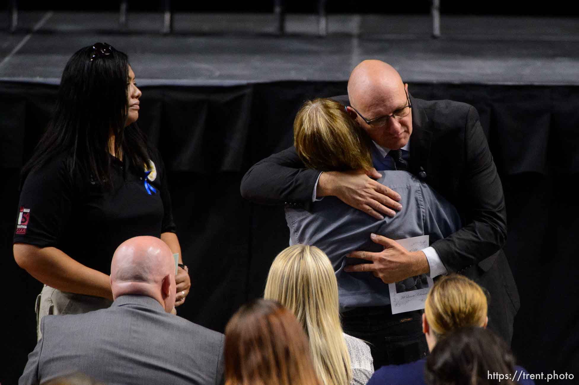 (Trent Nelson | The Salt Lake Tribune)  
Funeral services for Jill Robinson, a West Valley City code-enforcement officer killed on the job last week. The service took place at the Maverik Center in West Valley City on Friday Aug. 17, 2018.