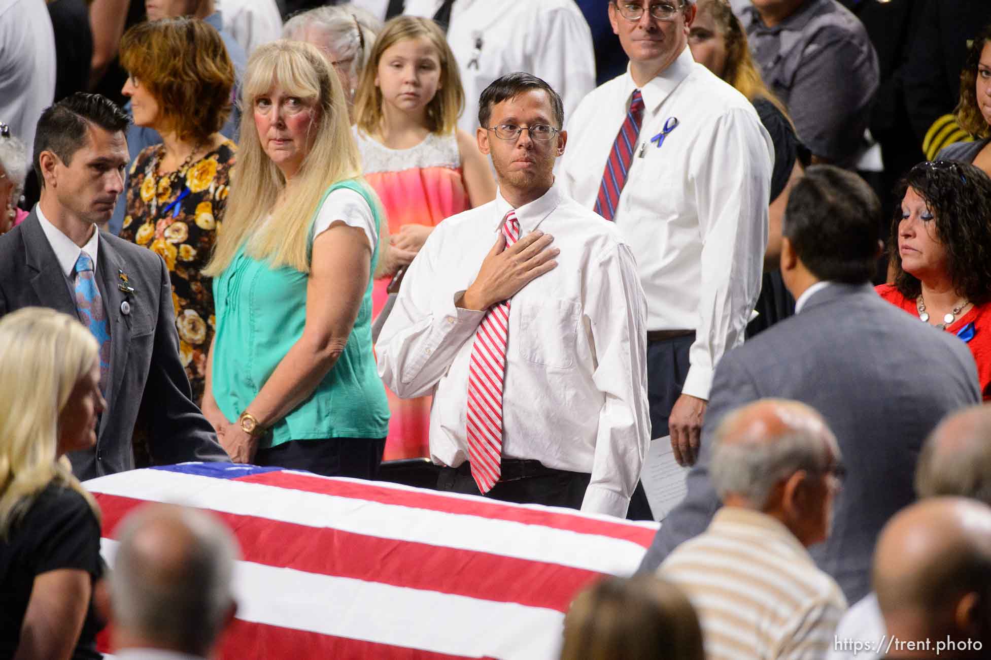 (Trent Nelson | The Salt Lake Tribune)  
Funeral services for Jill Robinson, a West Valley City code-enforcement officer killed on the job last week. The service took place at the Maverik Center in West Valley City on Friday Aug. 17, 2018.