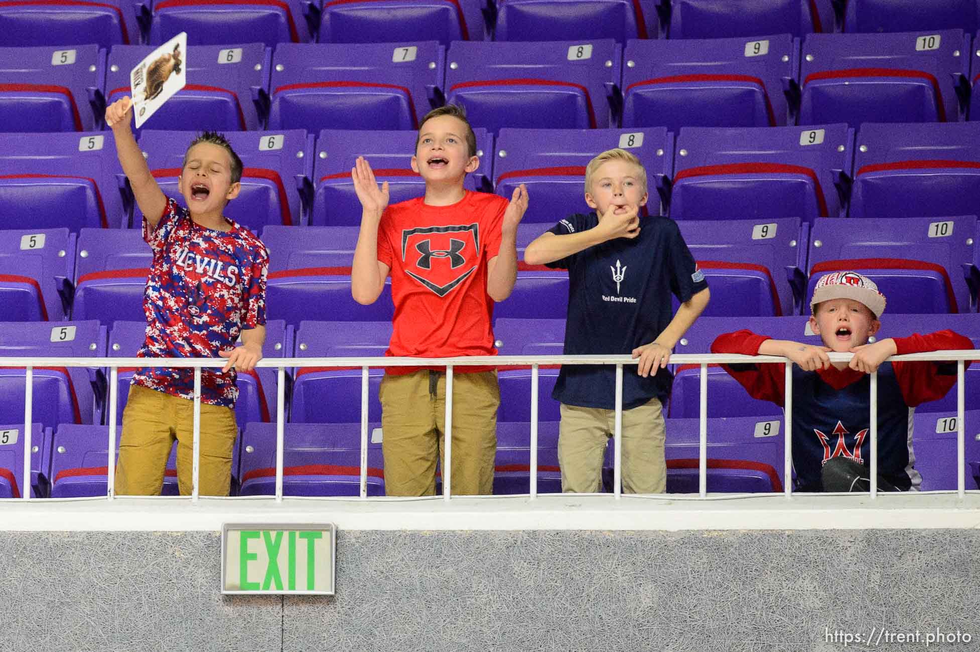 Trent Nelson  |  The Salt Lake Tribune
Springville fans yell during an Olympus free throw as Springville faces Olympus in the 4A state high school basketball championship game, Saturday March 4, 2017.