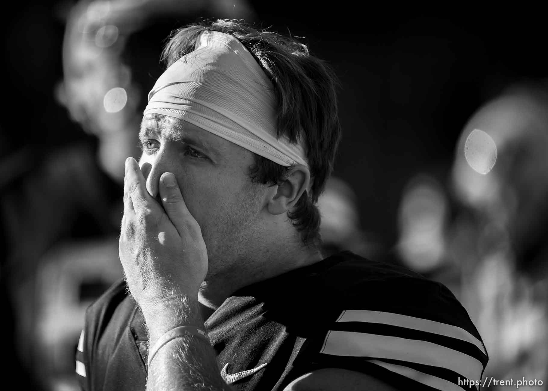 (Trent Nelson | The Salt Lake Tribune)  
Brigham Young Cougars running back Matt Hadley (2) after the 7-6 loss, as BYU hosts Northern Illinois, NCAA football in Provo, Saturday Oct. 27, 2018.