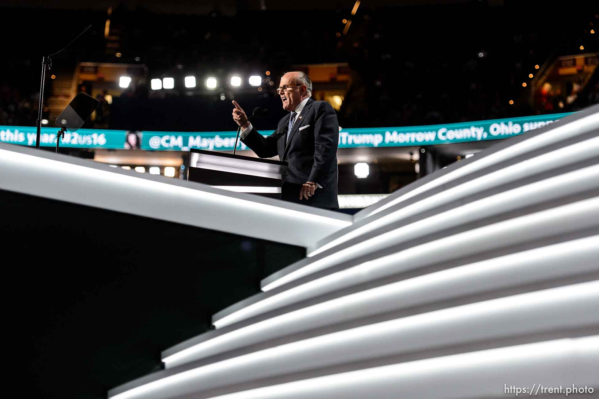 Trent Nelson  |  The Salt Lake Tribune
Rudy Giuliani, Former Mayor of New York City, speaks at the 2016 Republican National Convention in Cleveland, OH, Monday July 18, 2016.