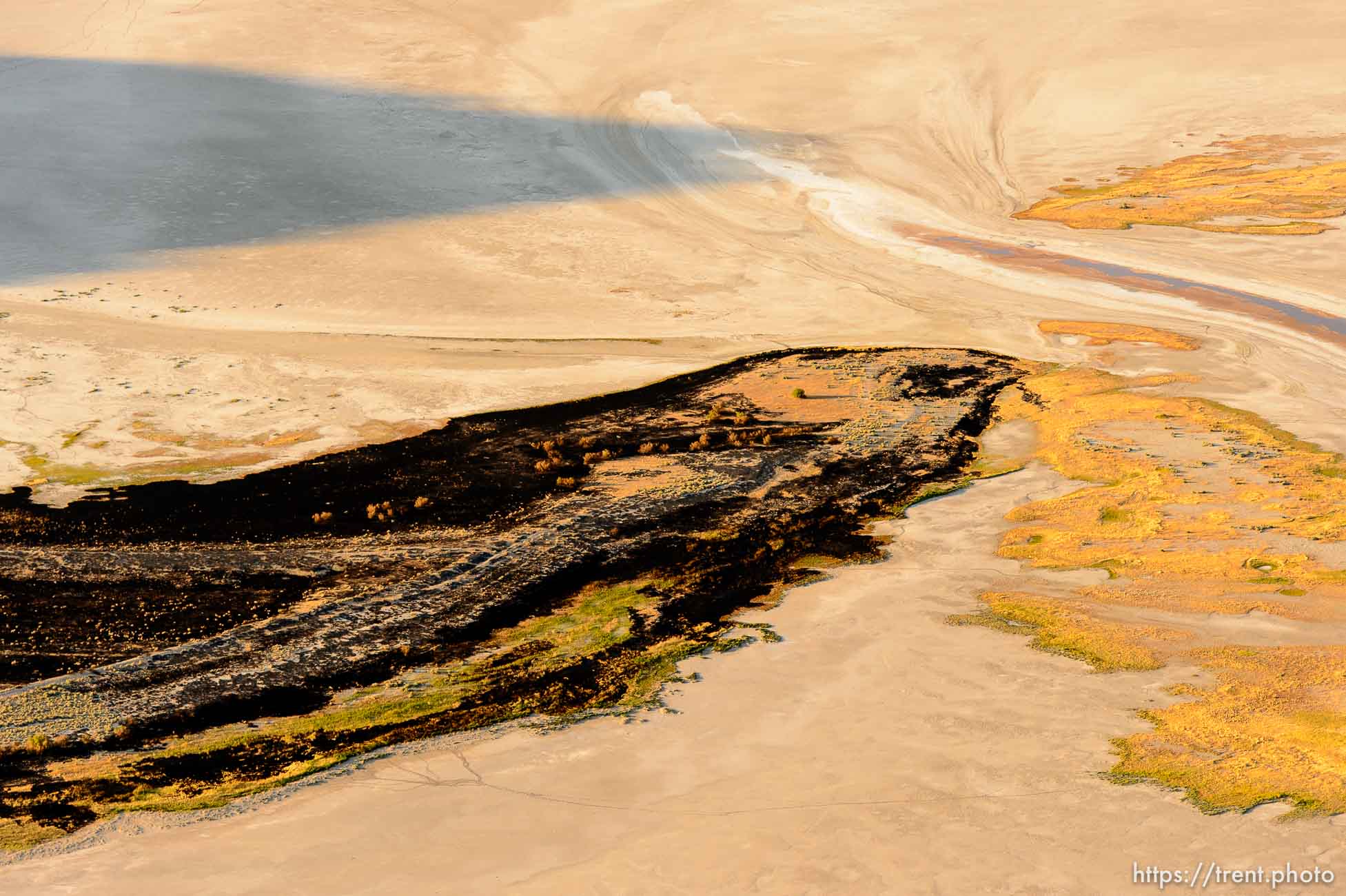 Trent Nelson  |  The Salt Lake Tribune
An aerial view of Antelope Island, showing the scope of the damage caused by a fire that burned up much of the island.
Wednesday July 27, 2016, Axiom Aviation.