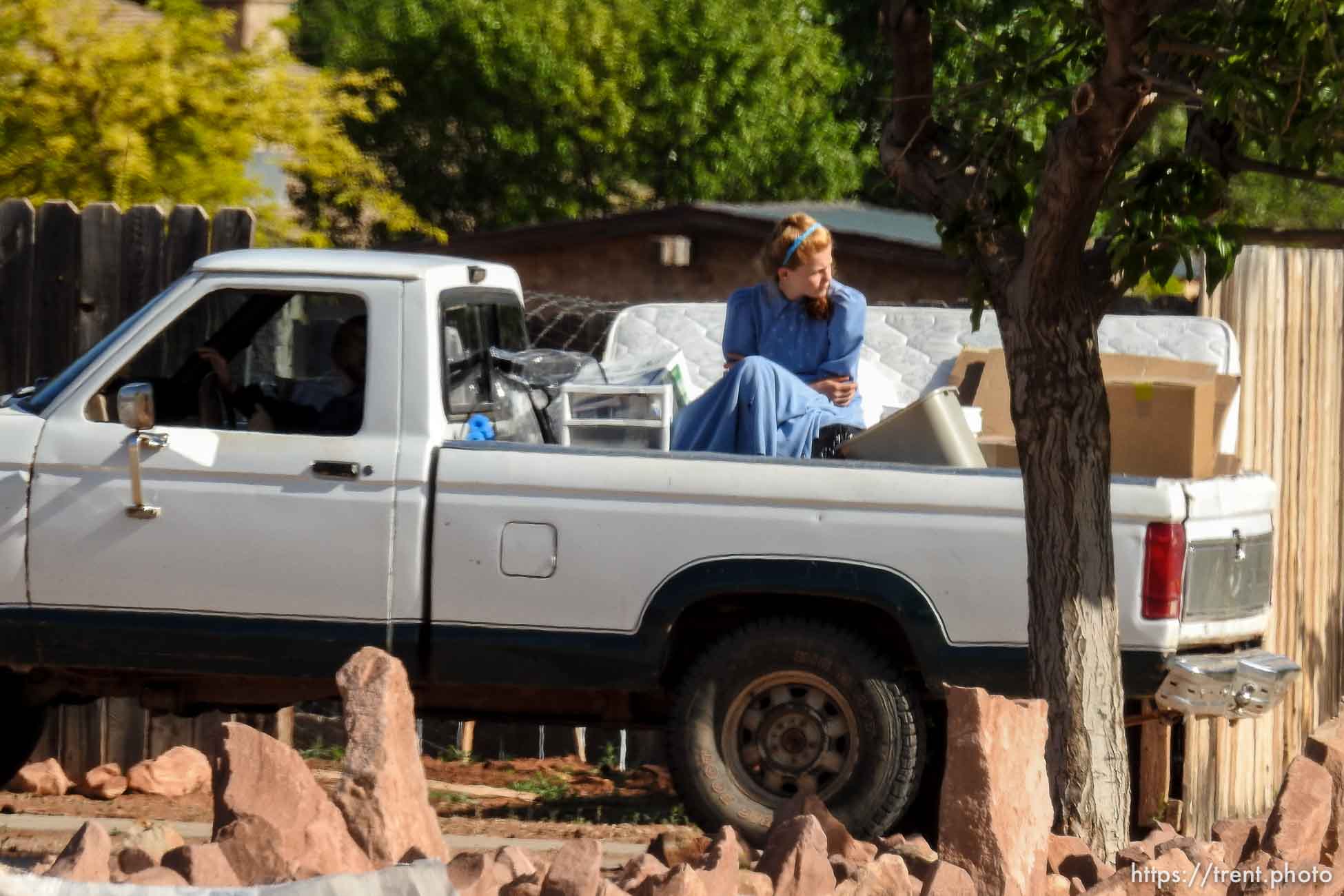 Trent Nelson  |  The Salt Lake Tribune
Facing a looming eviction from a UEP Trust home in Colorado City, Ariz., FLDS women move some of their belongings, Monday May 8, 2017.